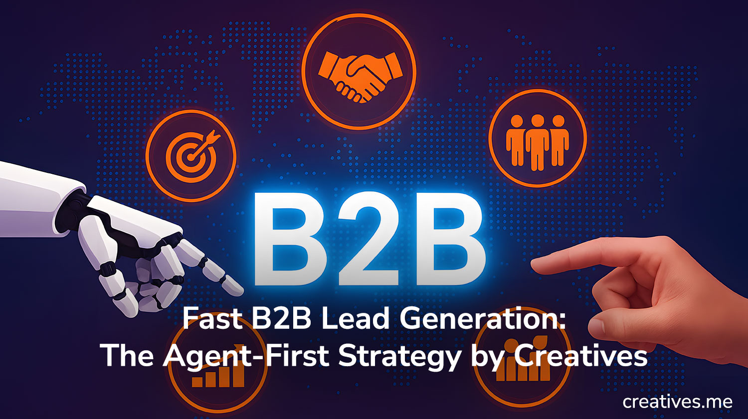 An architectural diagram showing a B2B lead funnel powered by AI agent recommendations.